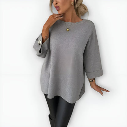 Women's Soft Crewneck Sweater Mid-Length Sleeve - Fashinoza