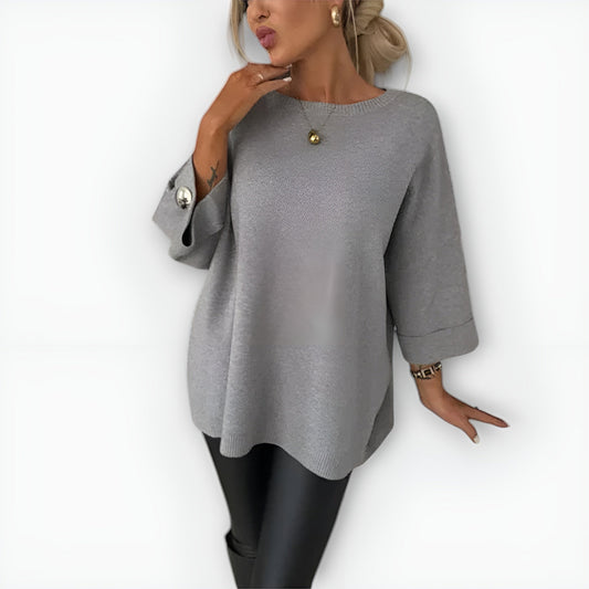 Women's Soft Crewneck Sweater Mid-Length Sleeve - Fashinoza