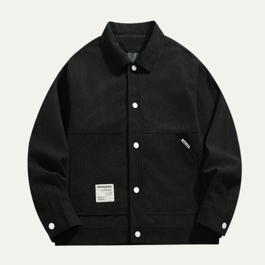 Men's Corduroy Jacket Loose Fit Button Up Coat - Fashinoza