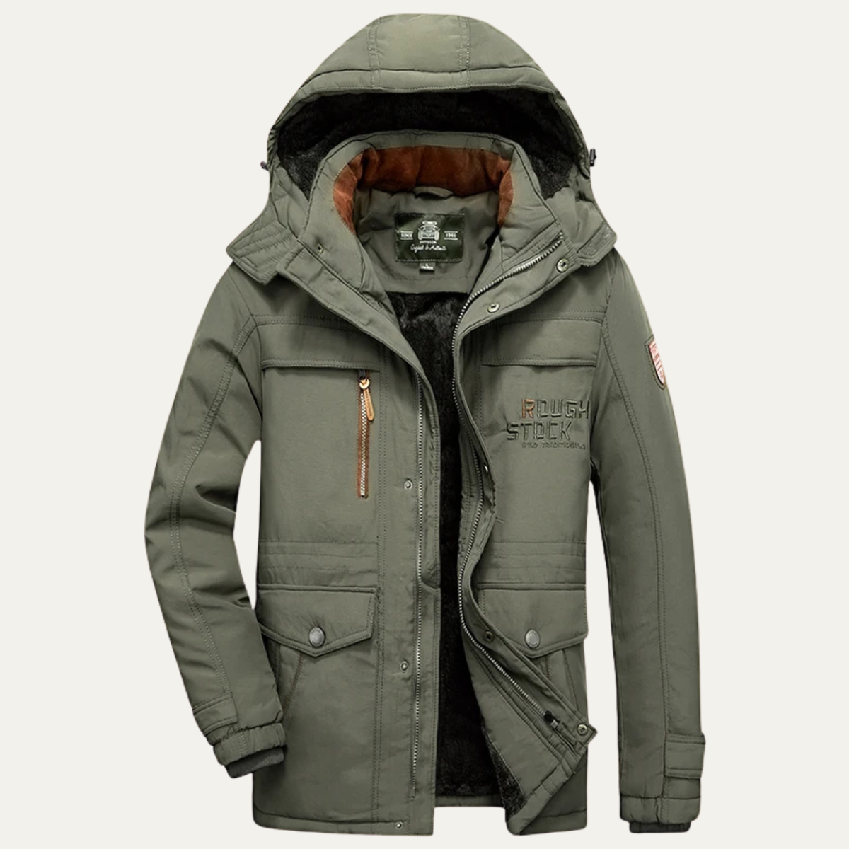 Men's Thick Warm Hooded Parka Coat Fur Lined - Fashinoza
