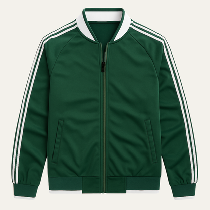 Men's Lightweight Zip Up Track Jacket Breathable Striped Sleeves - Fashinoza