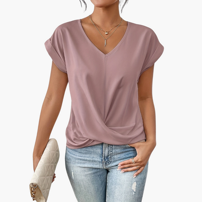 Women's Casual T-Shirt Heart Neckline - 
Fashinoza