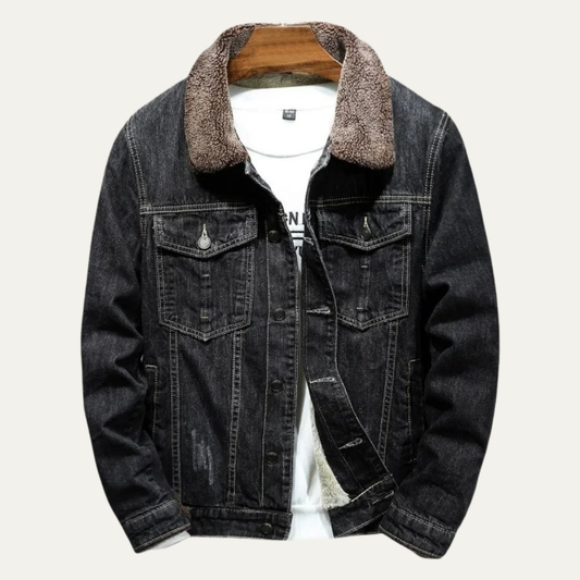 Men's Fleece Lined Denim Winter Jacket - Fashinoza