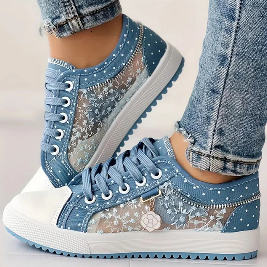 Women's Casual Sneakers Floral Panels - Fashinoza
