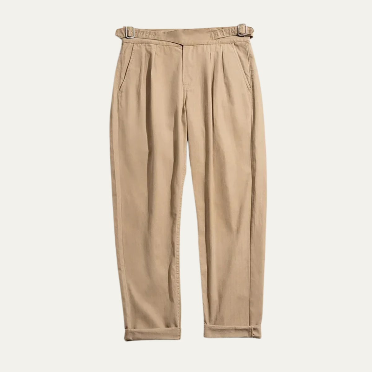 Men's Double Pleated Straight Leg Pants Casual Cotton - Fashinoza