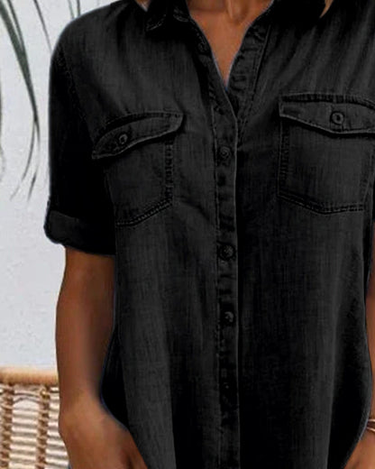 Women's Collared Dress With Front Pockets