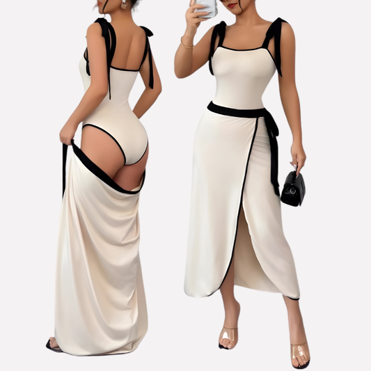 Women's Strappy Jumpsuit Contrast Trim - Fashinoza