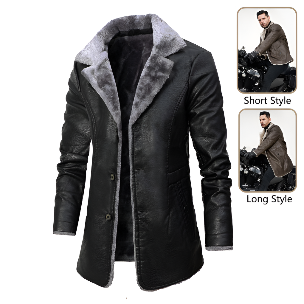 Men's Leather Coat Shearling Lined Brown