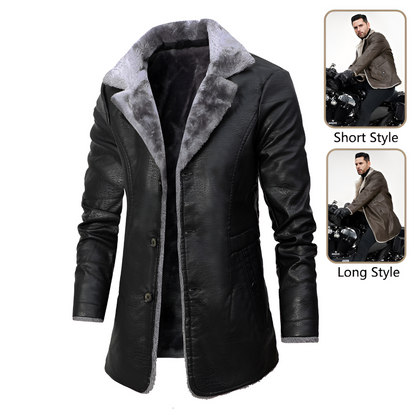 Men's Leather Coat Shearling Lined Brown