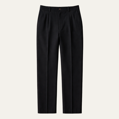 Men's Black Pleated Wide Leg Dress Pants - Fashinoza