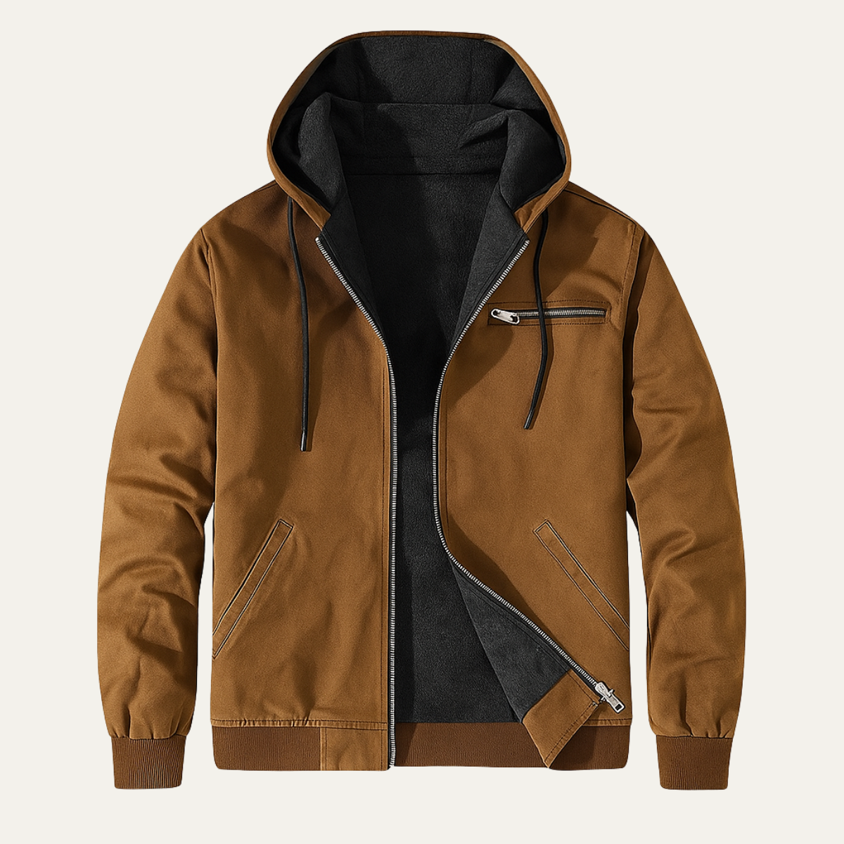 Men's Fleece Lined Hooded Jacket Winter Warm - Fashinoza