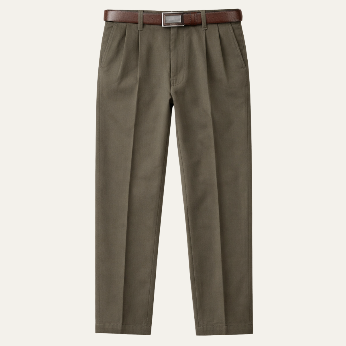 Montfield Men's Straight Leg Pants Double Pleated High Waist - Fashinoza