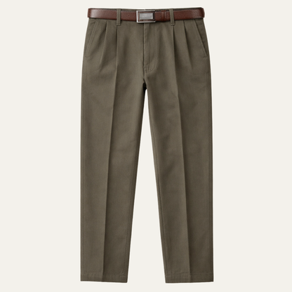 Montfield Men's Straight Leg Pants Double Pleated High Waist - Fashinoza