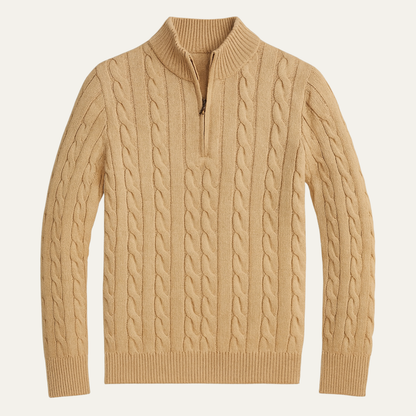 Men's Mock Neck Knitted Half Zip Sweater - Fashinoza