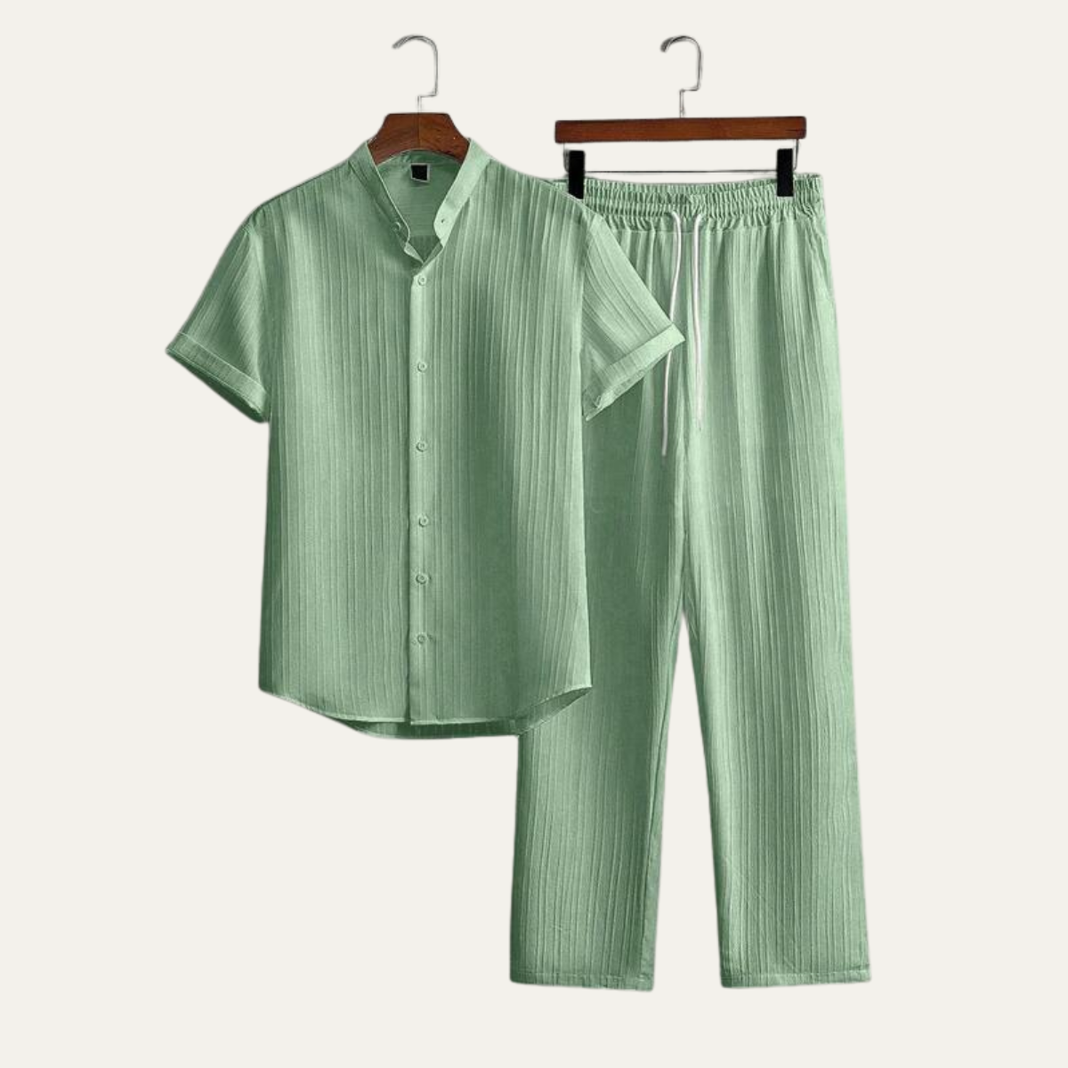 Men's Linen Summer Set Shirt Pants Lightweight - Fashinoza