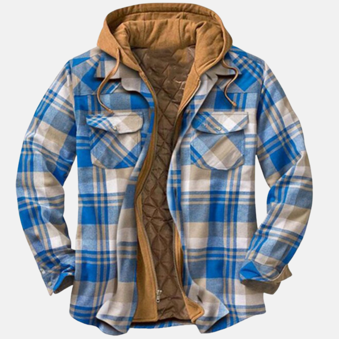 Men's Plaid Hooded Jacket Shirt