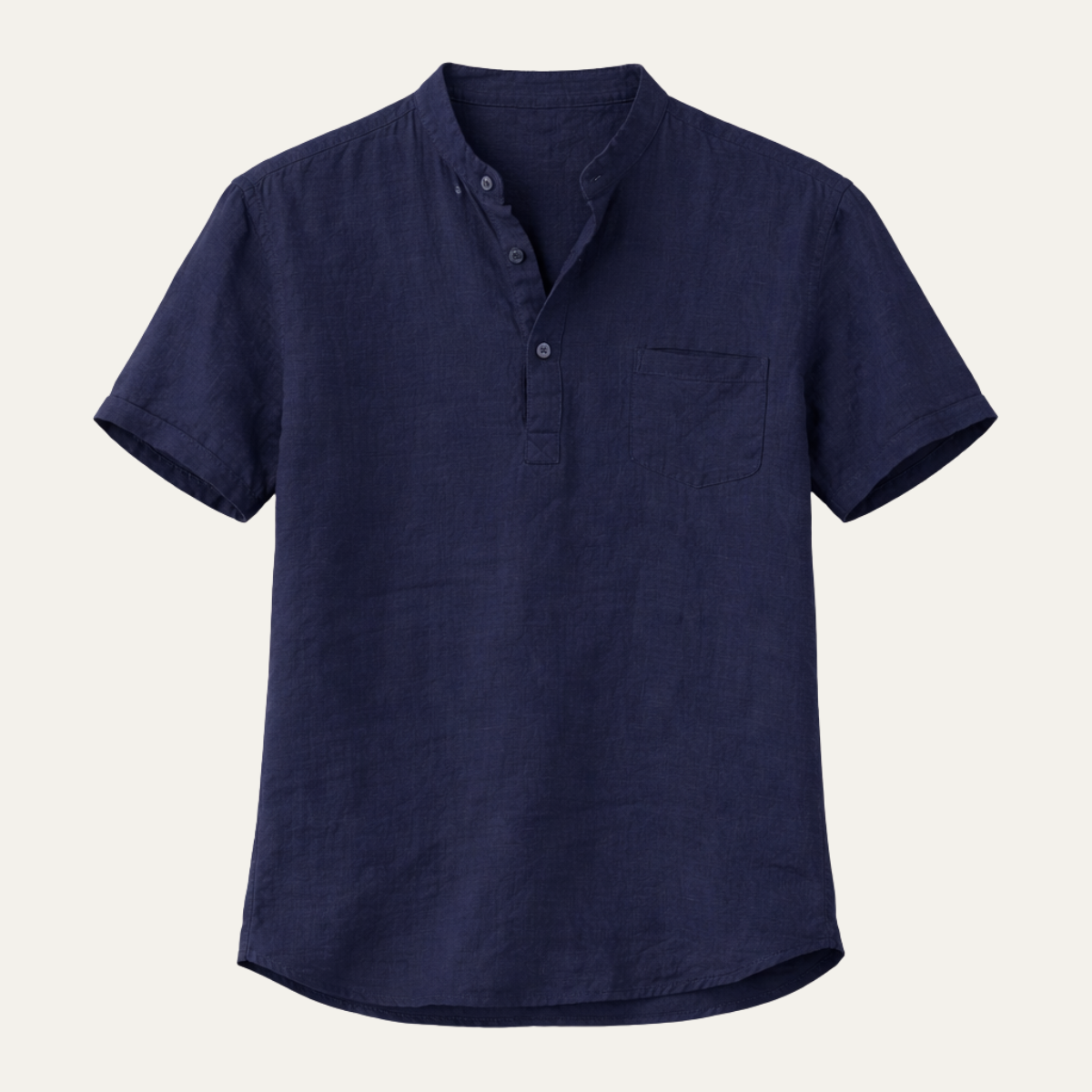 Men's Cotton Linen Henley Shirt Lightweight - Fashinoza
