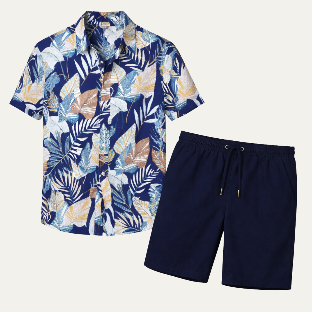 Men's Tropical Shirt And Shorts Set Casual Cotton - Fashinoza
