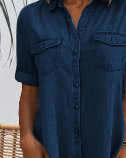 Women's Collared Dress With Front Pockets