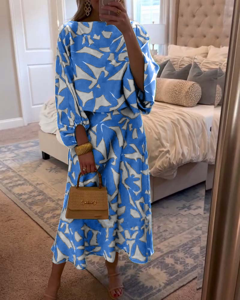 Women's Long Sleeve And Midi Skirt Set