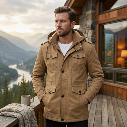 Men's Fleece Lined Hooded Winter Parka Jacket