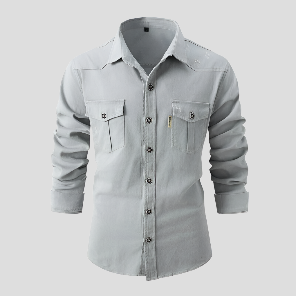 Mens Casual Button Down Shirt Durable Cotton - Fashinoza