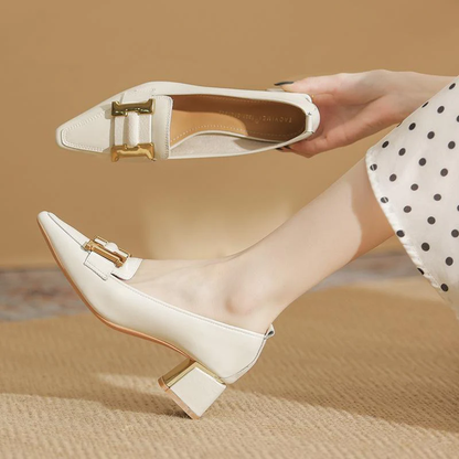 Destiny Women's Block Heel Loafers Pointed-Toe