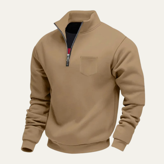 Men's Casual Half Zip Sweater With Pocket - Fashinoza