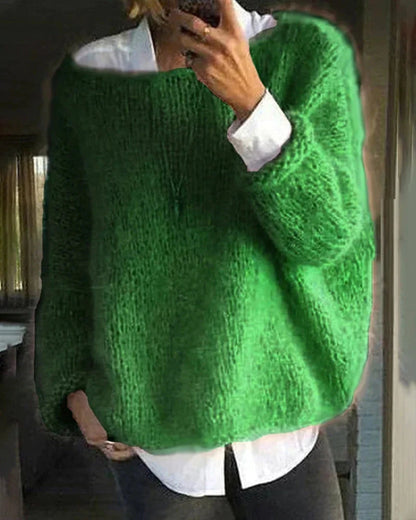 Women's Knit Sweater Long Sleeves Ribbed Cuffs