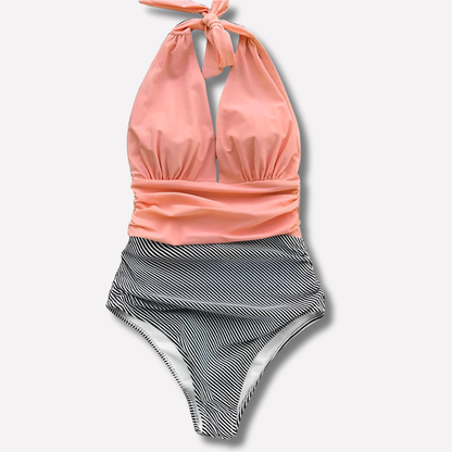 Women's Pleated One Piece Swimsuit Summer Beachwear