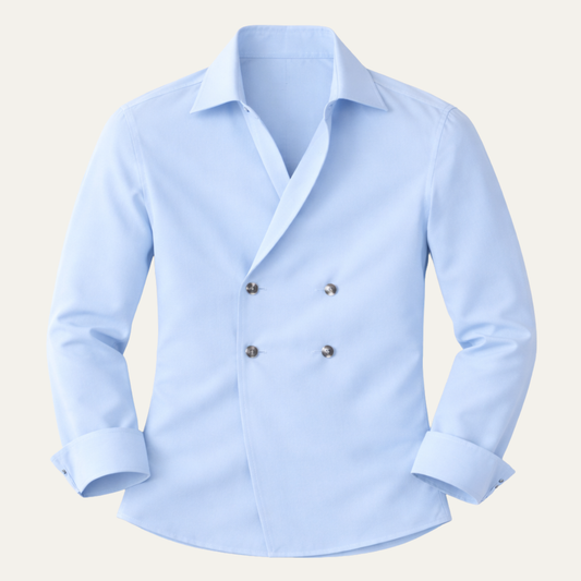 Montpellier Men's Slim Fit Double Breasted Dress Shirt - Fashinoza