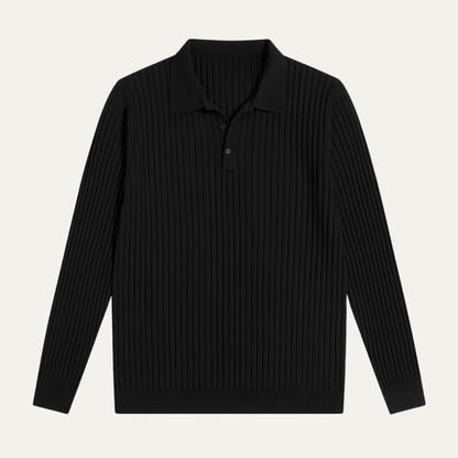 Men's Ribbed Polo Shirt Knitted - Fashinoza