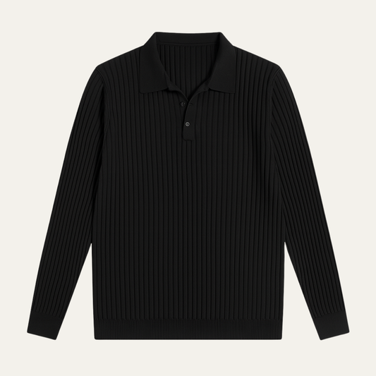Men's Ribbed Polo Shirt Knitted - Fashinoza
