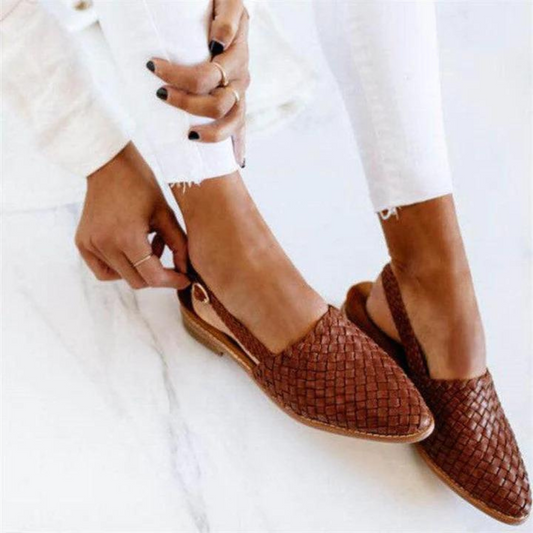 Women's Slingback Loafers Woven - Fashinoza