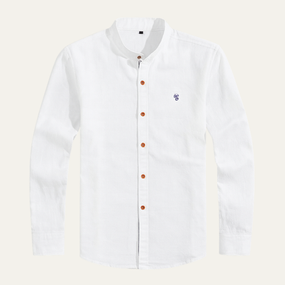 Men's Mandarin Collar Casual Button Shirt - Fashinoza