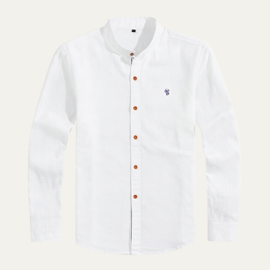 Men's Mandarin Collar Casual Button Shirt - Fashinoza