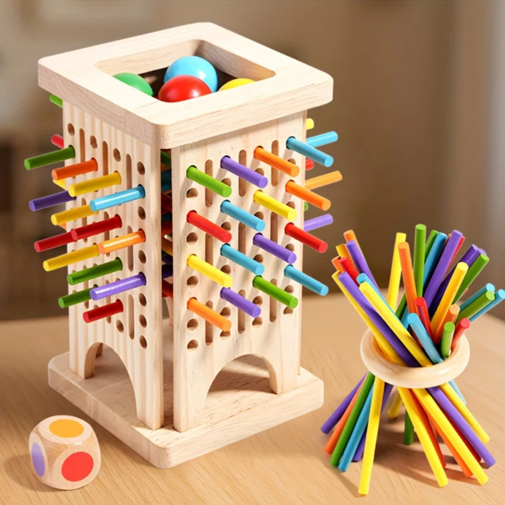 Wooden Tower Peg Solitaire Game - Fashinoza