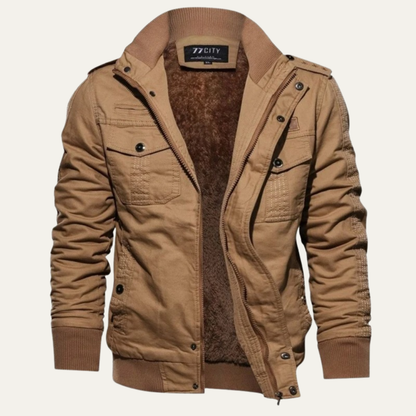 Men's Windproof Bomber Jacket Thick Plush Lined - Fashinoza