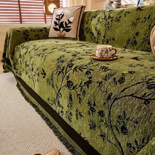 Floral Throw Blanket Fringed Trim - Fashinoza