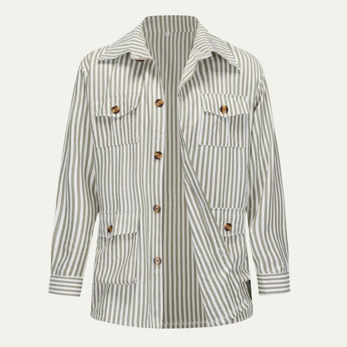 Men's Striped Button Down Shirt Cotton With Pockets - Fashinoza