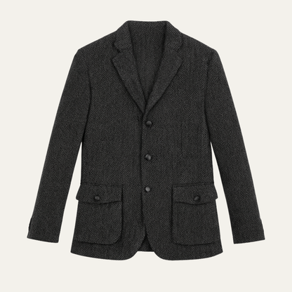 Men's Tweed Blazer Dark Gray - Fashinoza