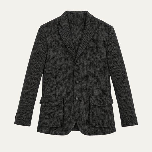 Men's Tweed Blazer Dark Gray - Fashinoza