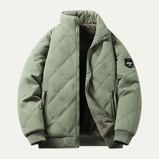 Men's Quilted Fleece Lined Winter Jacket - Fashinoza