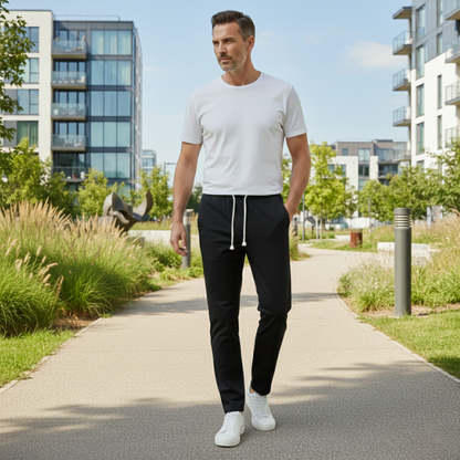 Men's Linen Blend Loose Fit Drawstring Pants Lightweight