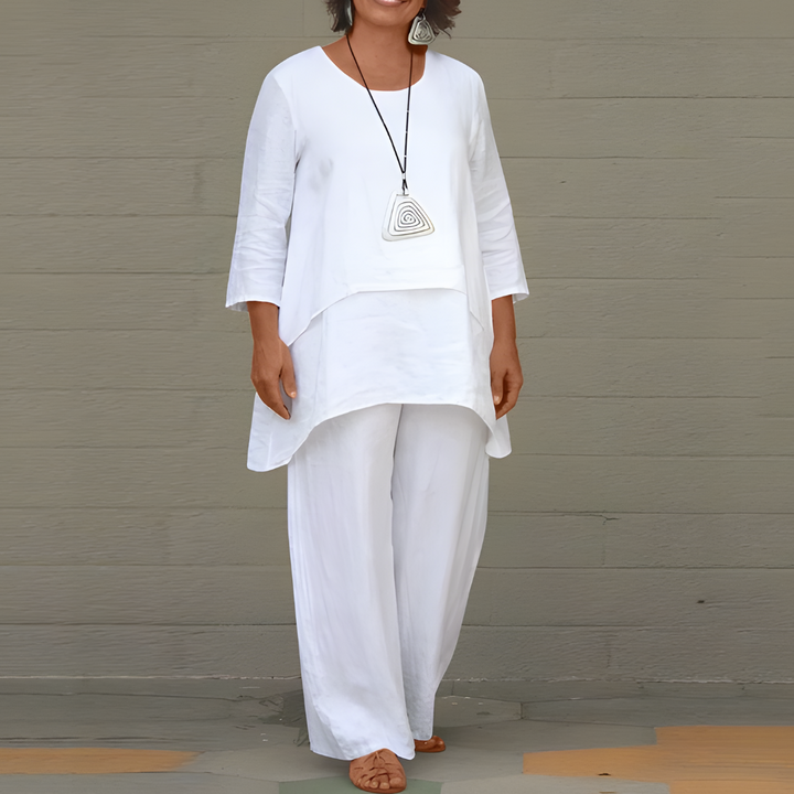 Women's 2-Piece Linen Pants Set - Fashinoza