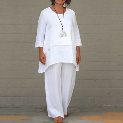 Women's 2-Piece Linen Pants Set - Fashinoza