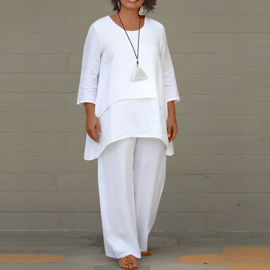 Women's 2-Piece Linen Pants Set - Fashinoza
