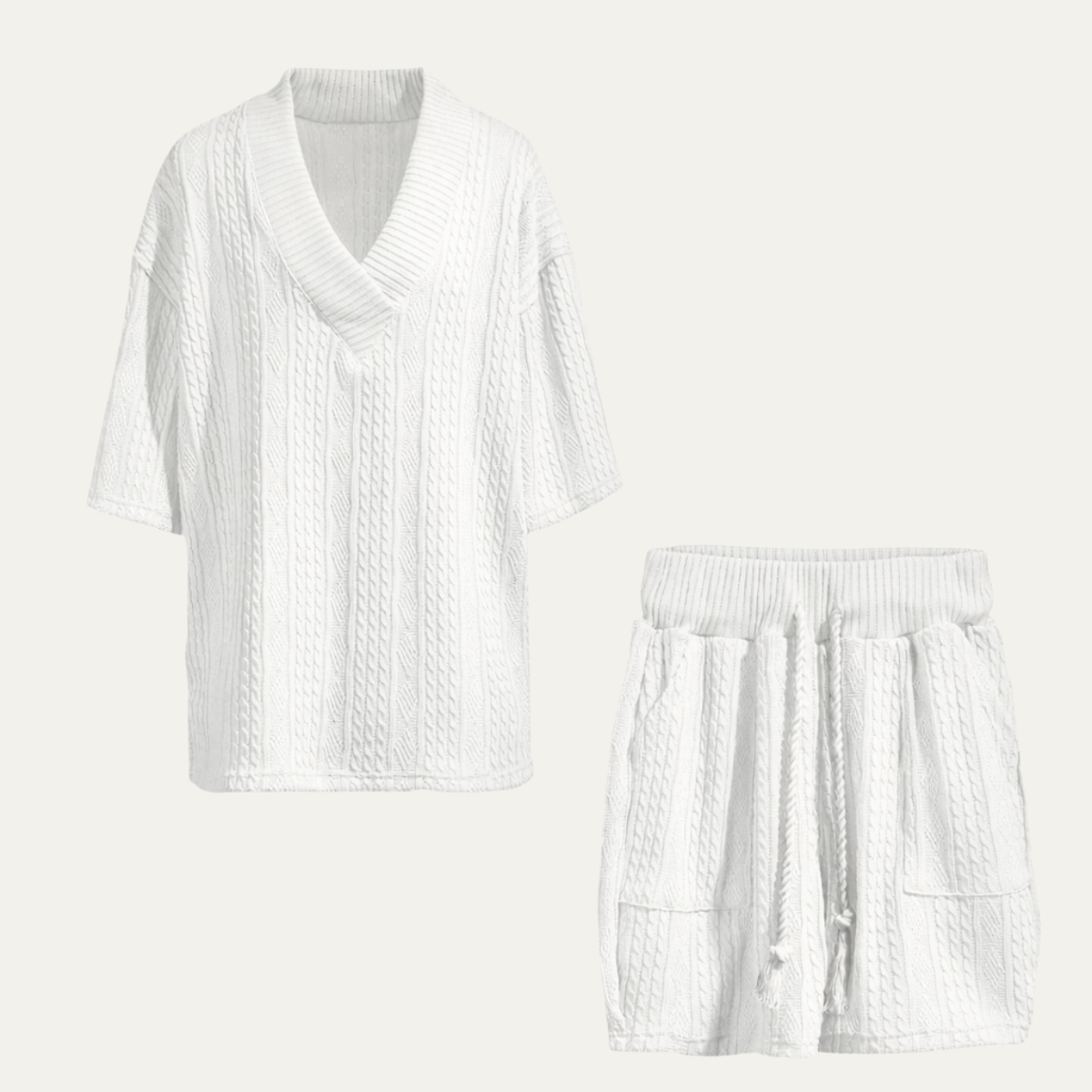 Men's Breathable Knit Polo Shirt And Shorts Set - Fashinoza