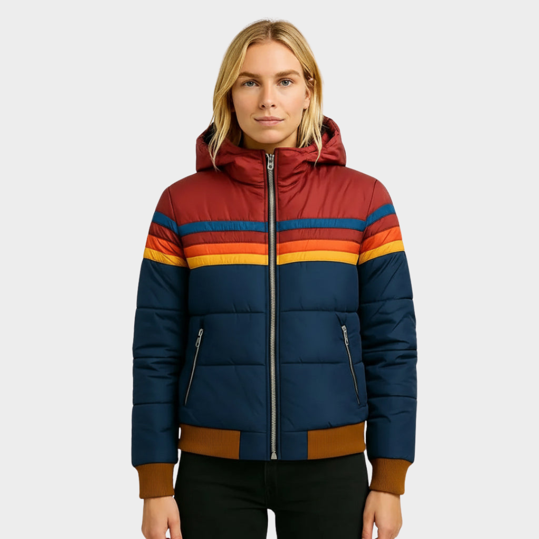 Women's Multicolor Puffer Jacket - Fashinoza