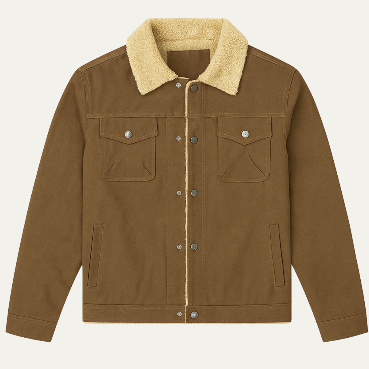 Men's Shearling Lined Jacket Warm Winter Sherpa Collar - Fashinoza
